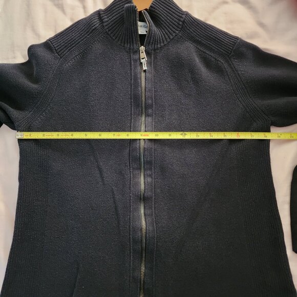 Calvin Klein Women’s Full Zip Ribbed Mock Neck Cotton Sweater – Size S – Black - Picture 6 of 7